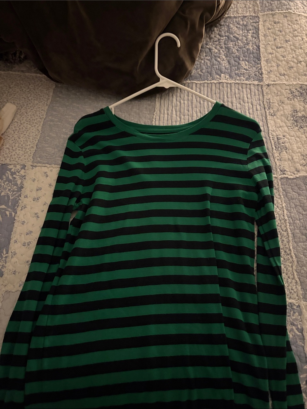 Merona Green and Black Striped Long-Sleeve Tee